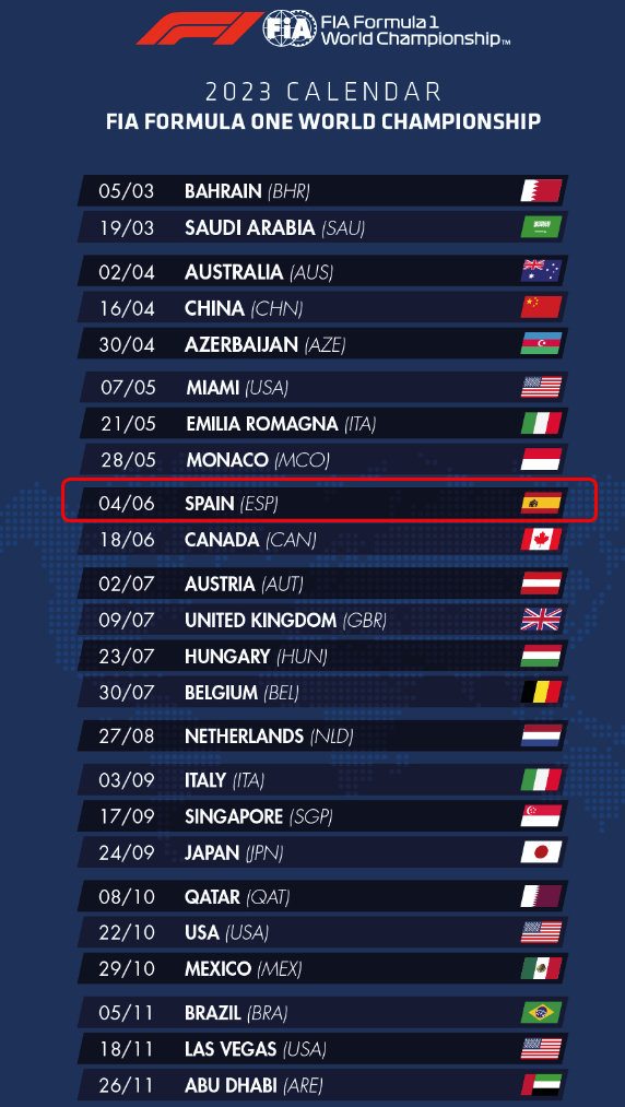 Calendrier F1 2023