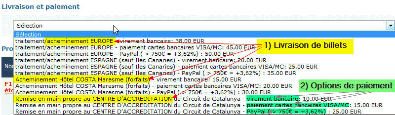 options de livraison et paiements