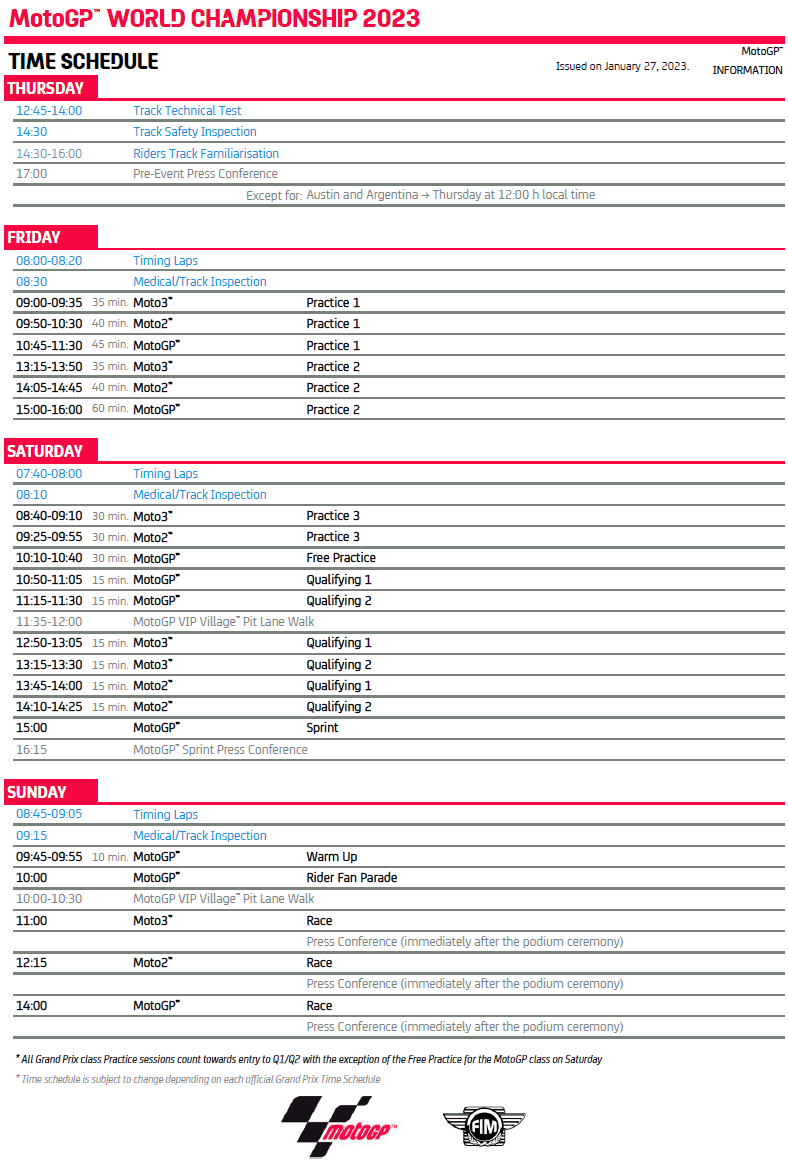 Horaires motogp 2023